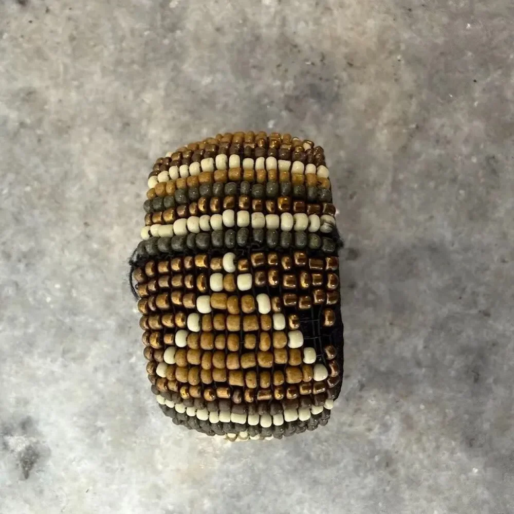 Set of 3 Vintage Earth Toned Boho Beaded Napkin Rings